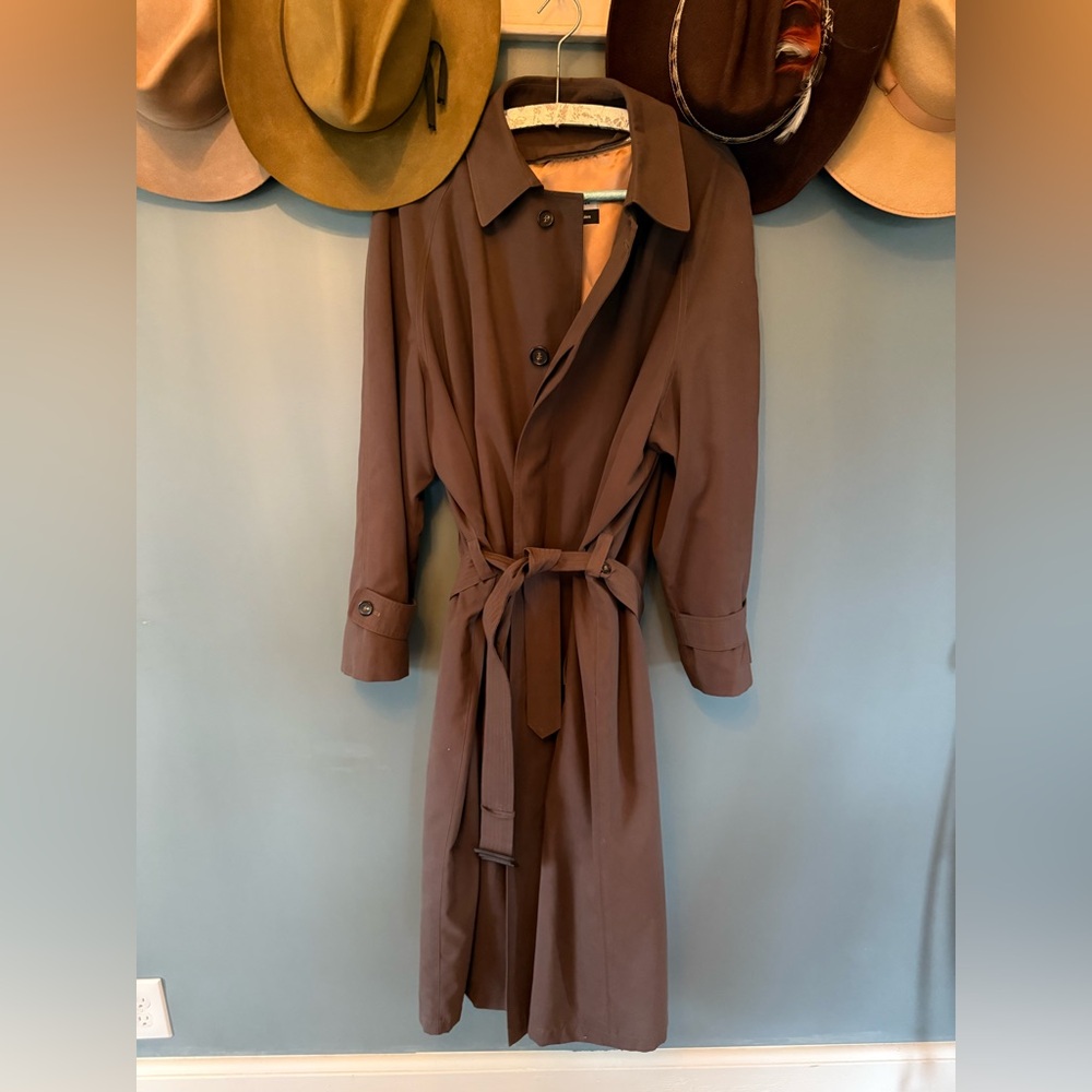Metropolitan View Bloomingdales brown Trench Coat Sz 40 L